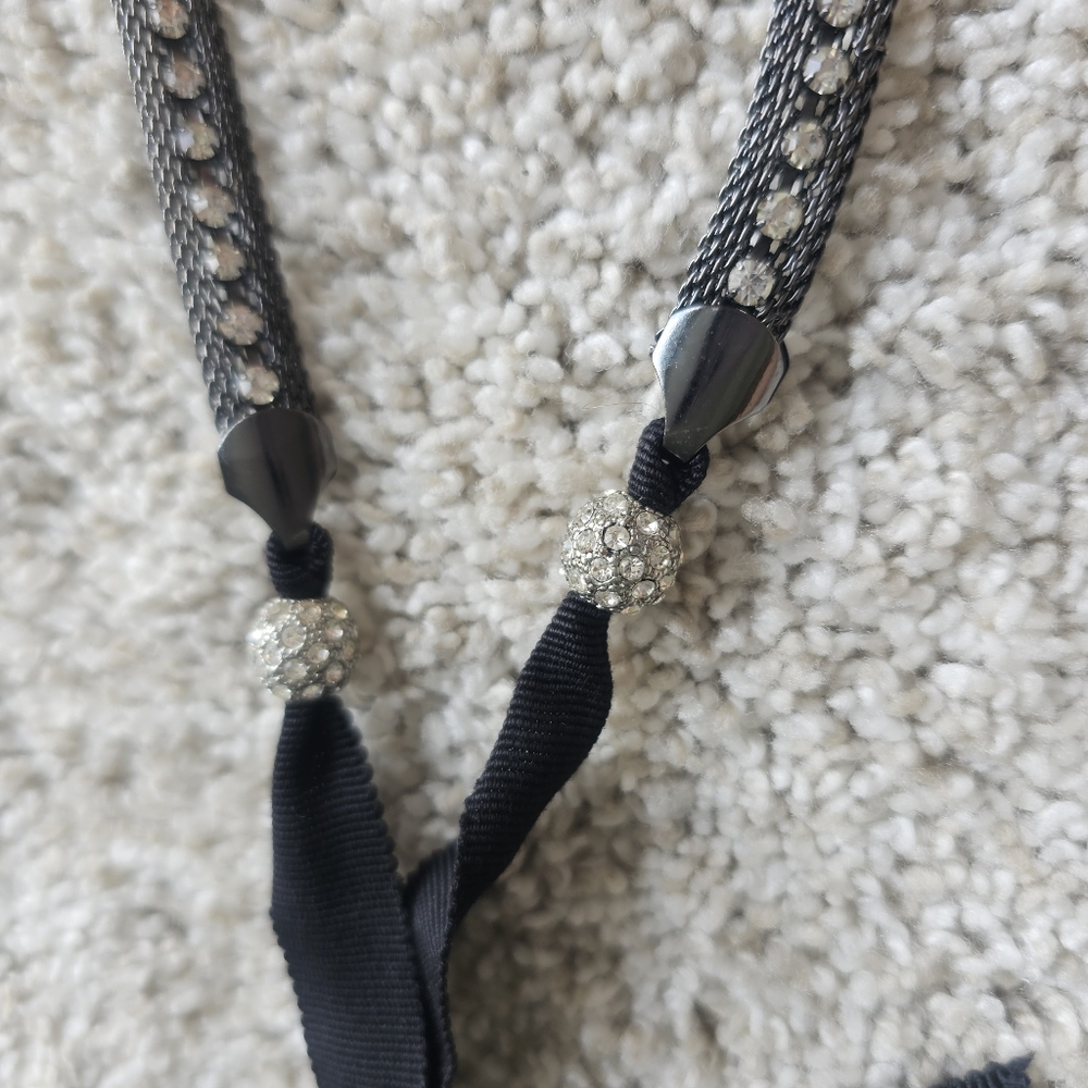 Multi way silver weave rhinestone necklace - Picture 4 of 7